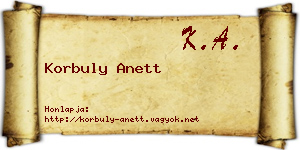 Korbuly Anett névjegykártya
